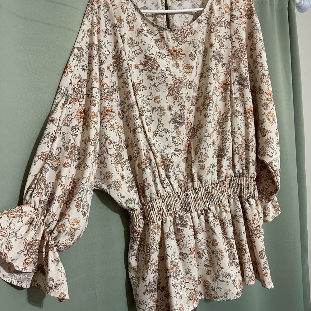 1.4.3. Story by Line Up Floral Blouse in Cream and Brown